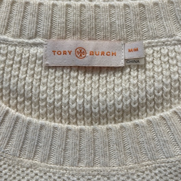 Tory Burch Cream Sweater with Gray Logo - Picture 6 of 8